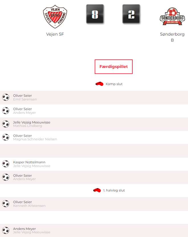 vejen sønderborg scoringer
