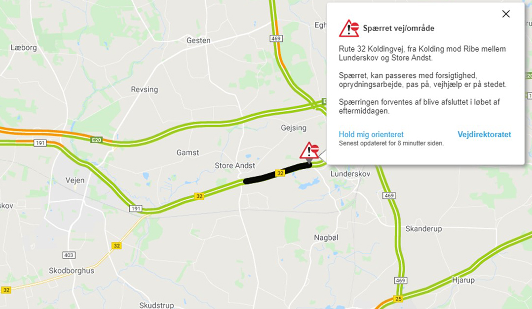 landevej rute 32 kort